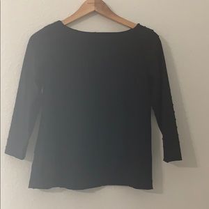 3/4 length black top with boat neck